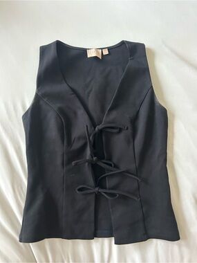 Strapless Black Tie-Front Corset Top